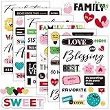 Chinco 30 Sheet Family Friend Theme Scrapbooking Sticker Decals 500 Pieces Waterproof Vinyl Happy Memories Sticker Decor for Album Embellishment Art Project