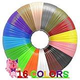 3D Pen Filament 160 Feet, 16 Colors, Each Color 10 Feet, 250 Stencils eBooks - 3D Printer Pen Refill PLA 1.75mm, Compatible with MYNT3D, SCRIB3D, PIKA3D Super and Pro Pen