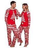 Ekouaer Matching Family Chirstmas Pajamas Set Long Sleeve Women Pj Set Holiday Jammies Set Classic Red Sleepwear with Pocket Large