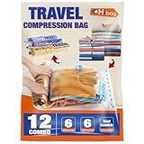 12 Compression Bags for Travel Essentials, Vacuum Packing Space Saver Bags for Cruise Accessories (12-Travel)