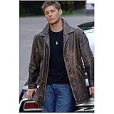 Dean Winchester in Brown Leather Jacket Leaning Back Against His Car - 8x10 Photograph/Photo