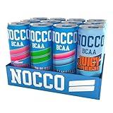 NOCCO BCAA Energy Drink Summer Variety Pack - 12 Fl Oz (Pack of 12) - 180mg Caffeine, 200 mg Caffeine, Sugar Free Energy Drinks - Carbonated, Low Calorie, BCAAs, Vitamin B6, B12, & Biotin - Grab & Go Performance Drink