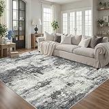 8x10 Area Rugs for Living Room: Abstract Washable Rug with Anti-Slip Backing Non-Shedding Stain-Resistant Soft Modern Large Carpet for Bedroom Dining Room Farmhouse Nursery Home Office Black