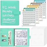 Antner 52 Week Savings Challenge Binder with Cash Envelopes, A5 Budget Binder Savings Challenges Book with 4 Savings Challenges Tracker to Save $5,200 and $2,600 and $10,000 and DIY, Light Green