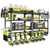 KAFAHOM Power Tool Organizer, 8 Drill Holder Wall Mount, 4 Layers Garage Tool Organizers and Storage Rack, Tool Shelf with Screwdriver/Plier/Hammer Holder