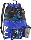 TYR Big Mesh Mummy Backpack for Swim, Gym and Workout Gear, Royal Blue, 40-Liter Capacity