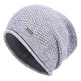 jaxmonoy Slouchy Beanies for Women Winter Soft Warm Cashmere Hat Skull Cap Ladies Knit Wool Beanie hat for Women - Light Grey