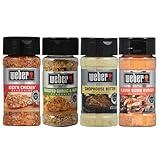 Weber Restaurant Favorites Grilling Spice Set with Roasted Garlic & Herb, Kick'n Chicken, Chophouse Butter, and Flavor Bomb Burger Seasonings