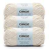 Caron All Day Cotton - 3 Pack of 173 Yards/3.52 oz Cream 100% Mercerized Cotton Yarn