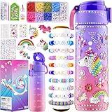 Gifts for Girls 4-12, Decorate Your Own Water Bottle Kits for Girls, Unicorn Diamond Painting Toys & Friendship Bracelet Kit, Fun Arts Crafts for Kids Ages 4-6-8-10, Birthday Gifts Toys for Girls