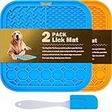 MooonGem 2 PCS Lick Mat for Dogs, Slow Feeder Licking Mat, Anxiety Relief Lick Pad with Suction Cups for Peanut Butter Food Treats Yogurt, Pets Bathing Grooming Training Calming Dog Bowl Mat