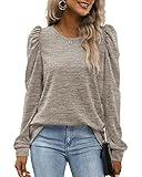 Sweaters for Women 2024 Fall Crew Neck Tunic Tops Sweatshirts Fashion Clothes Khaki L