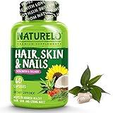 NATURELO Hair, Skin and Nails Vitamins - 5000 mcg Biotin, Collagen, Natural Vitamin E - Supplement for Healthy Skin, Hair Growth for Women and Men – 60 Capsules