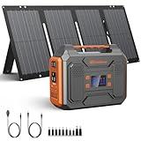 Portable Solar Generator, 300W Portable Power Station with Foldable 60W Solar Panel, 110V Pure Sine Wave, 280Wh Lithium Battery Pack with DC AC Outlet for Home Use RV Outdoor Camping Adventure