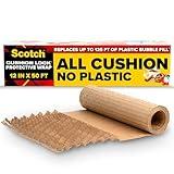 Scotch Cushion Lock Protective Wrap, 12 in x 50 ft, Sustainable Packaging Solution for Packing, Shipping and Moving, No Scissors or Tape Needed, Great Alternative to Bubble Cushion Wrap