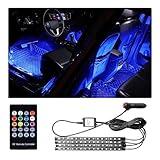 Moioee Car LED Lights, DC 12V Car Interior Lights with Sound Active Function with Remote Control, 4pcs LED Lights, Multicolor Music Car Strip Light Under Dash Lighting Kit (Cigarette Lighter)