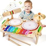 Wingyz Kids Drum Set for Toddlers Baby Music Instruments 7 in 1 Montessori Preschool Musical Toys Children Drum kit Xylophone Tambourine Birthday Gifts for Boys and Girls