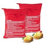 OBTANIM Microwave Potato Bag, 2 Pack of Reusable Microwave Cooker Bag Baked Pouch Potato Bag, Red