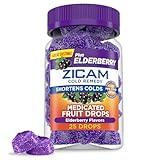 Zicam Cold Remedy Zinc Medicated Fruit Drops, Elderberry, Homeopathic, Cold Shortening Medicine, Shortens Cold Duration, 25 Count