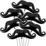 Gejoy 8 Pieces Moustache Black Balloons Large Beard Balloons Moustache Foil Balloons for Wedding Birthday Christmas Party Decoration Supplies,40 Inches