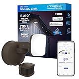 Enbrighten LED Wi-Fi Smart Security Light, App Control, Motion Activated, Single Head, Bronze, ETL Listed, UV Resistant, 1400 Lumens, 4000K, Flood Light for Patio, Yard, Garage, Driveway, 58186