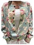 SOLY HUX Women's Floral Print Button Down Cardigan Sweater Long Sleeve Lightweight Fall Outerwear Outfits Green Floral X-Large