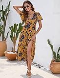 Printed V Neck Ruffle Sleeve Split Dress Spring Summer New Arrival
