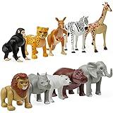 Beverly Hills Doll Collection Safari Animals Figures Set of 10, Moveable Joints Safari Zoo Animal Toys for Toddlers, Zoo Animal Playset, Large Plastic Jungle Animal Figurines for Kids