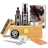 Varolan Beard Grooming Kit, Birthday Gifts for Men with Beard Oil, Balm, Brush, Wash, Wax, Comb, Scissors, 1 fl oz