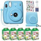 Fujifilm Instax Mini 11 Instant Camera Sky Blue + Custom Case Fuji Film Value Pack (50 Sheets) Flamingo Designer Photo Album for instax Photos