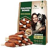 Dog Treats, Calcium Bones Wrapped Chicken & Rawhide Free Chew 11 Oz - Pet Healthy Dried Snacks & Grain Free Meat - Bulk Best Chews for Christmas, Training Small & Large Dogs - Made for USA