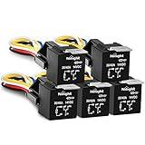Nilight 50003R Automotive Set 5-Pin 30/40A 12V SPDT with Interlocking Relay Socket and Wiring Harness-5 Pack, 2 Years Warranty