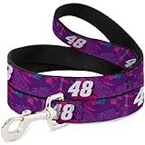 Hendrick Motorsports Pet Leash, Dog Leash, Alex Bowman #48 Car Scheme Purples Pinks White, 6 Feet Long 1.0 Inch Wide