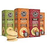 34 Degrees Crisps | Entertaining Variety Pack - 2 Original, 1 Cracked Pepper, 1 Rosemary | Thin, Light & Crunchy Variety Pack Crisps, 4 Pack (4.5oz each)