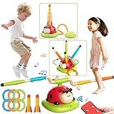 Engfa 3 In 1 Musical Jump, Toss Ring Game Toys, Stomping Launch Rocket Launcher for Kids Toys for Girls Boys 3-5, Sports & Outdoors Toys for Ages 5-7 with Remote Control Outside Toys for Kids Ages 4-8