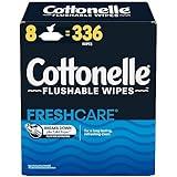 Cottonelle Fresh Care Flushable Wet Wipes, Adult Wet Wipes, 8 Flip-Top Packs, 42 Wipes per Pack (336 Total Flushable Wipes), Packaging May Vary