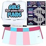 100 Envelopes Money Saving Challenge Box Kit, 100 Envelope Challenge - Fun and Organized Money Saving for $5050 Savings in 100 Deposits - Ideal for 100 Day Savings Challenge (Girl Funds)