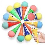 Novelty Place Ice Cream Shooters Toy (Pack of 12) - Squeeze N' Pop Game - Multi-Color Icecream Cone Foam Ball Launcher - Great Party Favors and Carnival Prize for Kids and Children (7 inch)