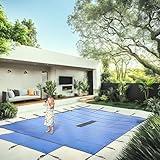 Freetime Fun Solid Safety Cover- Super Strong 5 YR Full Warranty- Abrasion Resistant, UL Certified and ASTM Compliant Solid Cover. Includes Storage Bag & Hardware (Pool Size 16x32 CES), Blue
