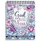 Flowers Patterns Hardcover Pages Poster God Bless You Spiral Coloring Book for Adults with Inspirational Bible Phrases Motivational Scripture Quotes Mindfulness Relaxing