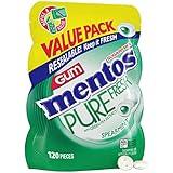 Mentos Pure Fresh Sugar-Free Chewing Gum with Xylitol, Spearmint, 120 Piece Bulk Resealable Bag (Pack of 1)