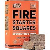 Grill Trade Fire Starter Squares 144, Easy Burn Your BBQ Grill, Camping Fire, Wood Stove, Smoker Pellets, Lump Charcoal, Fireplace - Fire Cubes are The Best Barbeque Accessories