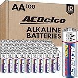 ACDelco 100-Count AA Batteries, Maximum Power Super Alkaline Battery, 10-Year Shelf Life, Reclosable Packaging