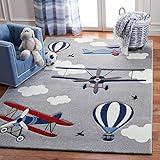 SAFAVIEH Carousel Kids Collection Area Rug - 10' x 14', Light Grey & Red, Non-Shedding & Easy Care, Ideal for High Traffic Areas for Boys & Girls in Playroom, Nursery, Bedroom (CRK137F)