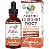 MaryRuth Organics Ashwagandha Root | USDA Organic Ashwagandha Liquid Drops | Stress Relief, Natural Calm, Relaxation and Mood Support Supplement | Adaptogenic | Nervine | Vegan | Non-GMO | 60 Servings