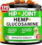 Hemp Hip and Joint Supplement for Dogs - Glucosamine for Dogs - 170 Dog Joint Pain Relief Treats - Chondroitin, Hemp Oil, MSM - Mobility & Flexibility Support - Advanced Joint Health - Made in USA