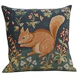Charlotte Home Furnishings Decorative Throw Pillow Cover 19x19 in, Tree Squirrel French Country Sofa Cushion Case, Home Decor Cozy Square Tapestry Pillow Cover, Soft European Cotton Jacquard Woven