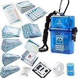 DEFTGET Waterproof First Aid Kit Travel Essentials Camping Essentials Small Emergency Survival Kits Mini Durable Lightweight for Minor Injuries Camping car Hiking Backpacking Essentials (Blue-Seal)