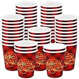 FUNIXY 50Pcs 9oz Christmas Paper Cups Xmas Disposable Drinking Cups Red Black Plaid Beverage Treat Hot Cold Drink Snack Solo Cups for Kids Adults Christmas Decorations Party Supplies