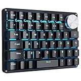 Koolertron One Handed Mechanical Gaming Keyboard with 24 Macro Keys, 45-Key Fully Programmable Mini Keypad, Blue Backlit/Red Switches for Windows PC Gamers
